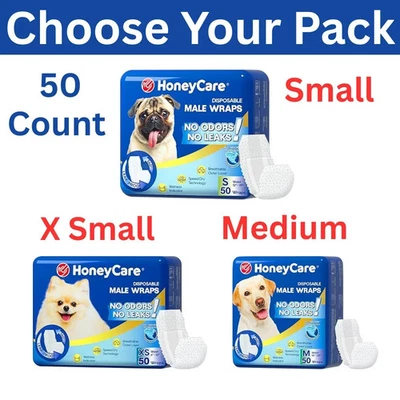 BRANDED 50 Pack Waist Disposable Dog Diapers Male Wraps Belly Bands Pet Soft All Sizes