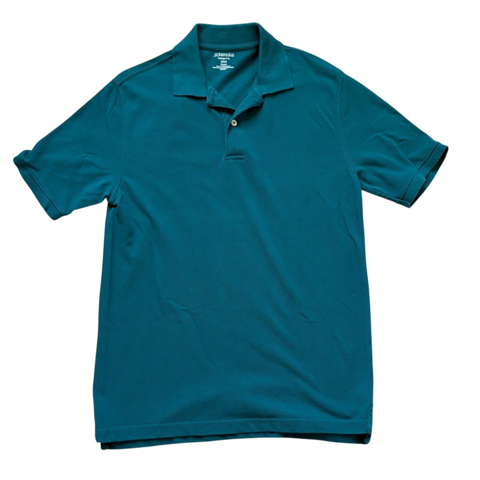 St. John's Bay Shirt Mens Small Blue Polo Short Sleeve Classic Fit Cotton Sz S
