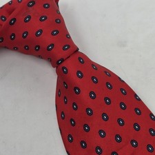 VINTAGE Yves Saint Laurent YSL Men's Tie Red 100 Silk Classic Blue Floral USA