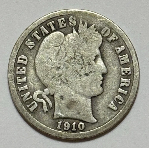1910 Barber Silver Dime 10¢ (90% Silver)