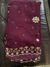 Wine Red Saree for women ready to wear With Stitched Blouse And Petticoat