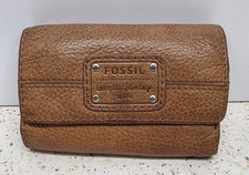 Fossil Long Live Vintage 1954 TriFold Wallet Brown Leather W/ID Insert 5.5 X 4