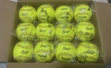New 1 Dozen Dudley NFHS Thunder Heat Leather Wt 12 Yellow Fast Pitch Softball