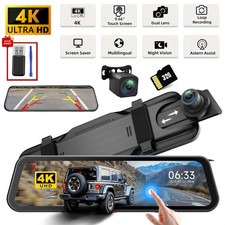 9.66"IPS Touch Screen Mirror Dash Cam Front and Rear, AHD Backup Camera G-Sensor