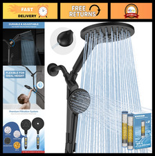 High Pressure Dual Filter Rain Shower Head Combo - Handheld Adjustable, Remove