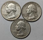 Washington Silver Quarters 3 Different Date
