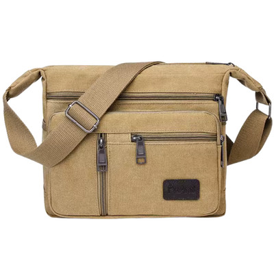 Umhängetasche Canvas Beige Messenger Bag Vintage Casual Reise Robust