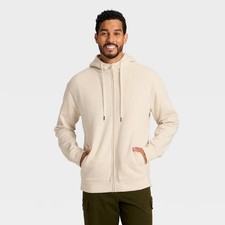 Men's High Pile Lined Fleece Hooded Full-Zip Sweatshirt - Goodfellow Co