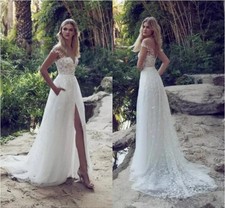 A-Line Wedding Dress Off Shoulder Sweep Train Backless Lace Applique Bridal Gown