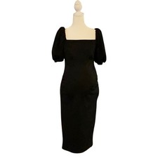 ASOS maternity black sexy dress square neck size 4 puff sleeve zipper