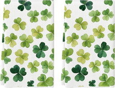 St. Patrick'S Day Decorations Beige Shamrocks Kitchen Dish Towels 2PCS 18X26