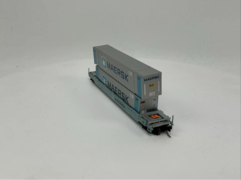 Con-Cor N Scale 001-603107 (02) Maersk Twin Stack Container Car #250126 - Image 3 of 4