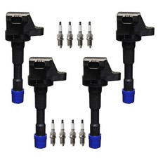 Denso 4 Ignition Coil 8 Nickel Spark Plugs Kit For Honda Civic 1.3 L4