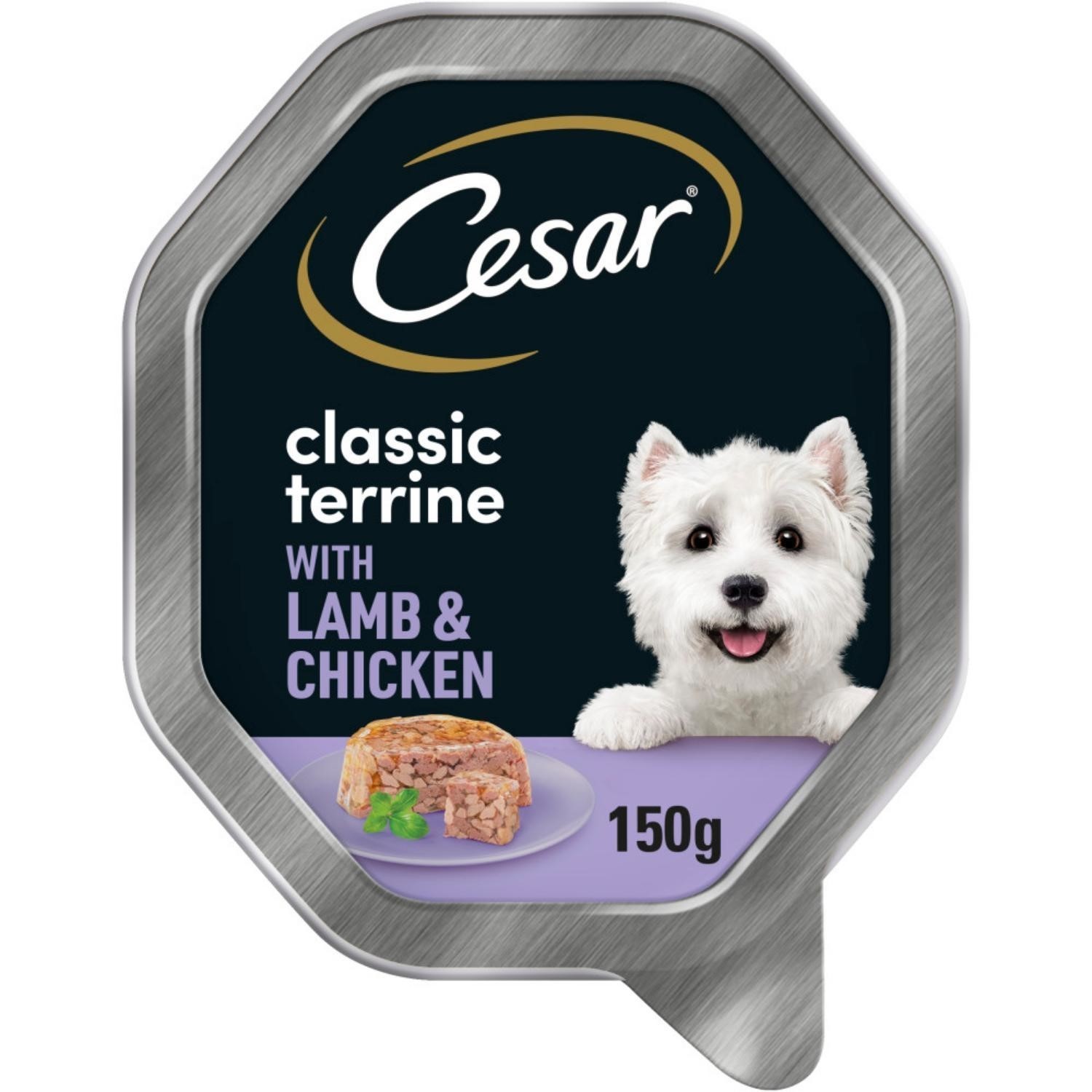 14 x 150g Cesar Classic Terrine Wet Dog Food Lamb & Chicken In Jelly BB-Nov22
