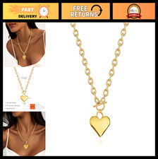 Dainty Gold Heart Necklace for Women - Trendy 14K Gold/Silver Choker Pendant Jew