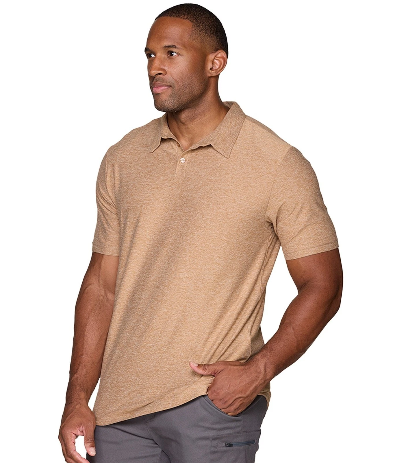 Stylus Men’s Short Sleeve Polo Shirt - Size XL - Heathered Copper/Tan
