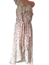 Roman Pretty Floral Dress Uk14 Fit&Flare Floaty Wedding Travel Frill Asymmetrica