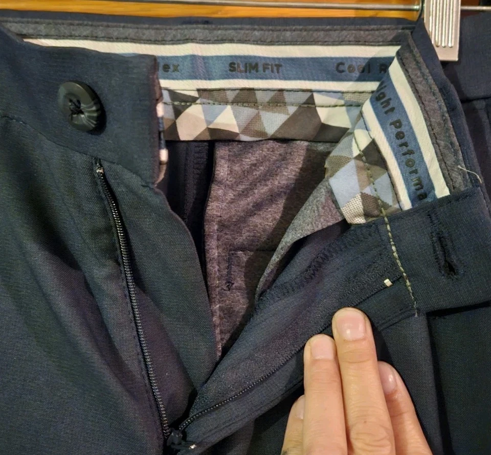 Haggar Cool Right Performance Flex Slim Fit Blue Dress Pants Mens Sz 29x30 - Image 2 of 4