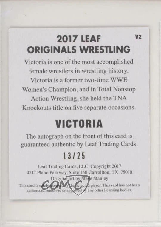 2017 Leaf Originals Wrestling Blue /25 Victoria #V2 Auto - Image 2 of 2