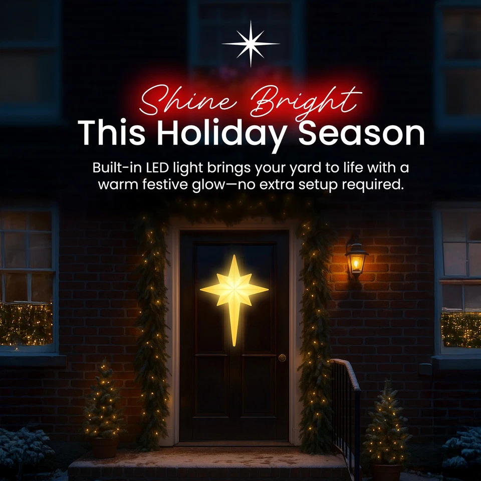 Union Products 75900 39" LED North Star Hanging Blow Mold Christmas Decoration - Image 2 of 4