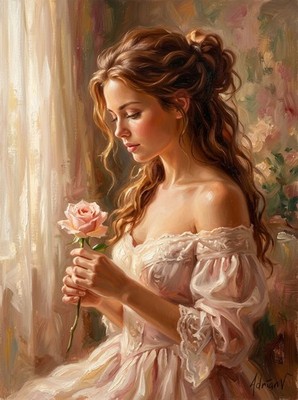 ORIGINAL ADRIAN VALEZ signiert Rose Reverie Leinwand ÖLGEMÄLDE