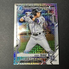 2021 Bowman Chrome Eddy Diaz #BCP-33 Mojo Refractor 1st Bowman Colorado Rockies