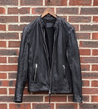 All Saints Mens CORA Leather Bomber Jacket MEDIUM Black AllSaints Biker Slim fit