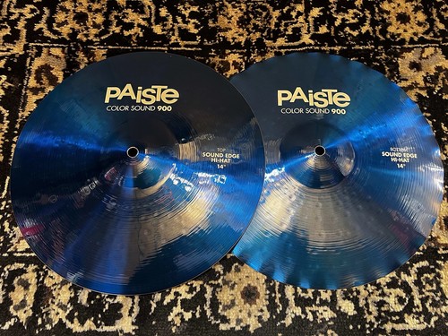 Paiste 14" Color Sound 900 Series Sound Edge Hi-Hat Cymbals (Pair) - Blue - Picture 1 of 3