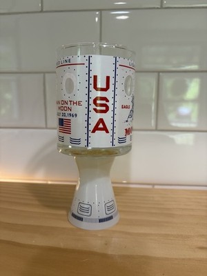 Vintage NASA 1969 Apollo 11 Eagle Moonshot Shot Glass Tumbler Man On The Moon