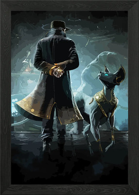 Mann und Katze Digital Kunst Gerahmtes Wandbild Poster Leinwanddruck Bild
