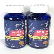 2 Pk NEW Mommys Bliss Reset My Body 60 Gummies Biotin & Collagen Exp 12/25