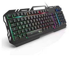 Clavier gaming LED arc-en-ciel – ultra-fin métal – anti-déversement – USB