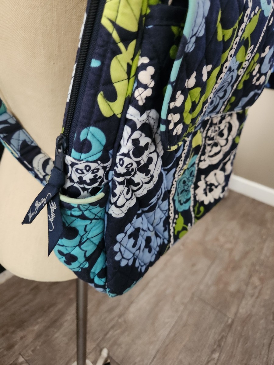 ? Vera Bradley Disney Parks Mickey Mouse Quilted Backpack Navy Blue Green Vera Bradley Disney Parks Backpack Where main image 3