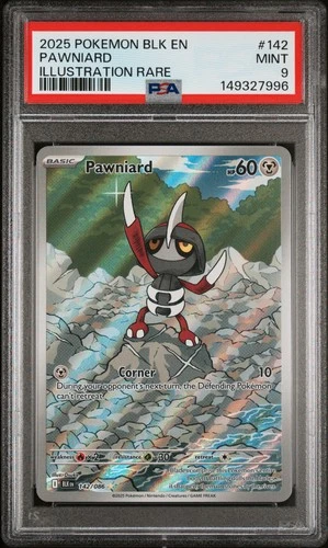 2025 POKEMON BLK EN-BLACK BOLT ILLUSTRATION RARE #142 PAWNIARD PSA 9