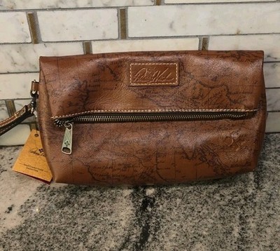 Patricia Nash 'Valerie' Signature Map Print Riot Rust Fold Over Wristlet. NWT!