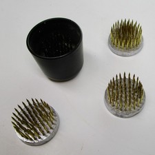 Metal flower frog 1" round marked Japan Ikebana arranging pin spike lot of 4