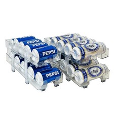 Adjustable Soda Can Organizer for Fridge - 2 Pack Drink Large, Clear