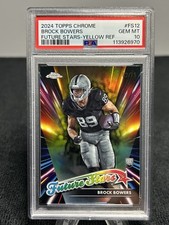 🔥 2024 Topps Chrome – Future Stars Brock Bowers #FS‑12 Yellow Refractor  PSA 10