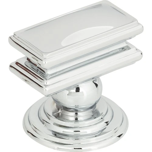 Atlas 377-CH Campaign Rectangle Knob 1 1/2 Inch - Polished Chrome - Picture 1 of 2