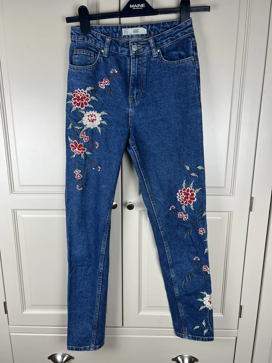 Pantalon Moto Topshop Taille Haute Floral - UK 14, Multi-couleurs, Coton/élasthanne - Neuf Avec étiquettes