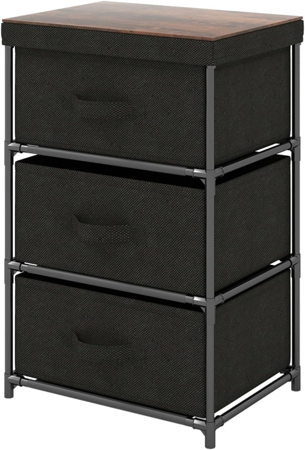 Chest of Drawers Set of 2 Fabric Storage Unit 3 Drawer Bedroom Bedside Organizer