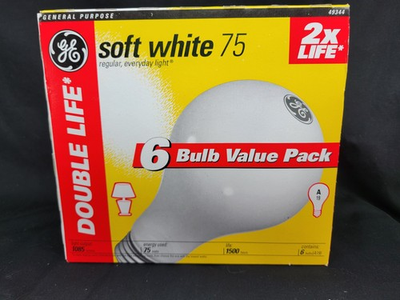 #ad #ad NEW GE Light Bulbs 💡75 Watt Soft White Double 2X Life 1500 Hours A19 6 Pack $39.95