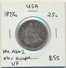 USA: 1856 Seated Liberty Quarter 25c KM-A64.2 Scarce