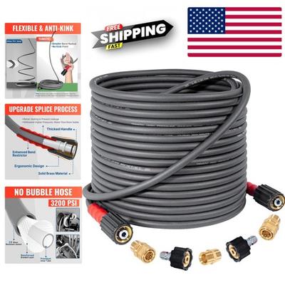 #ad Heavy Duty 50FT Pressure Washer Hose with M22 Quick Connect Kink Resistant Power $79.99