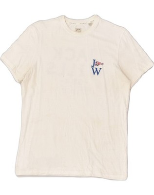 JACK WILLS Mens Graphic T-Shirt Top Small Off White AI04