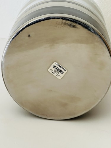 Crate & Barrel Eiskübel silber 3-farbig gestreift mit Deckel modern Cocktail - Bild 5 von 5