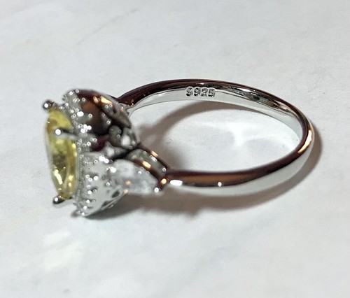 Sterling Silber 925 Ring klarer und gelber Stein Größe 7,25 3,26 g - Bild 3 von 7