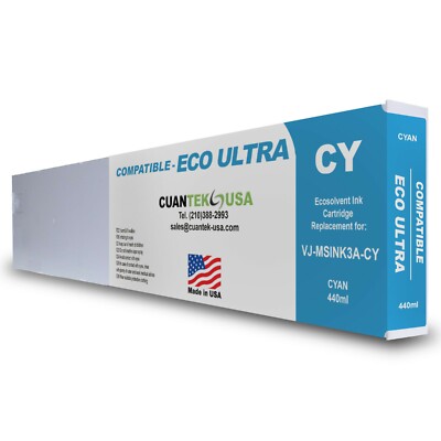 ECO ULTRA MSINK3A Compatible CYAN 440ml Ink Cartridge for Mutoh - MADE IN USA