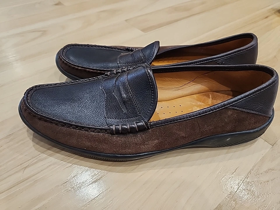 Allen Edmonds Hyde brown suede/leather driving shoe slip on moccasin 11.5 B - Image 2 of 4