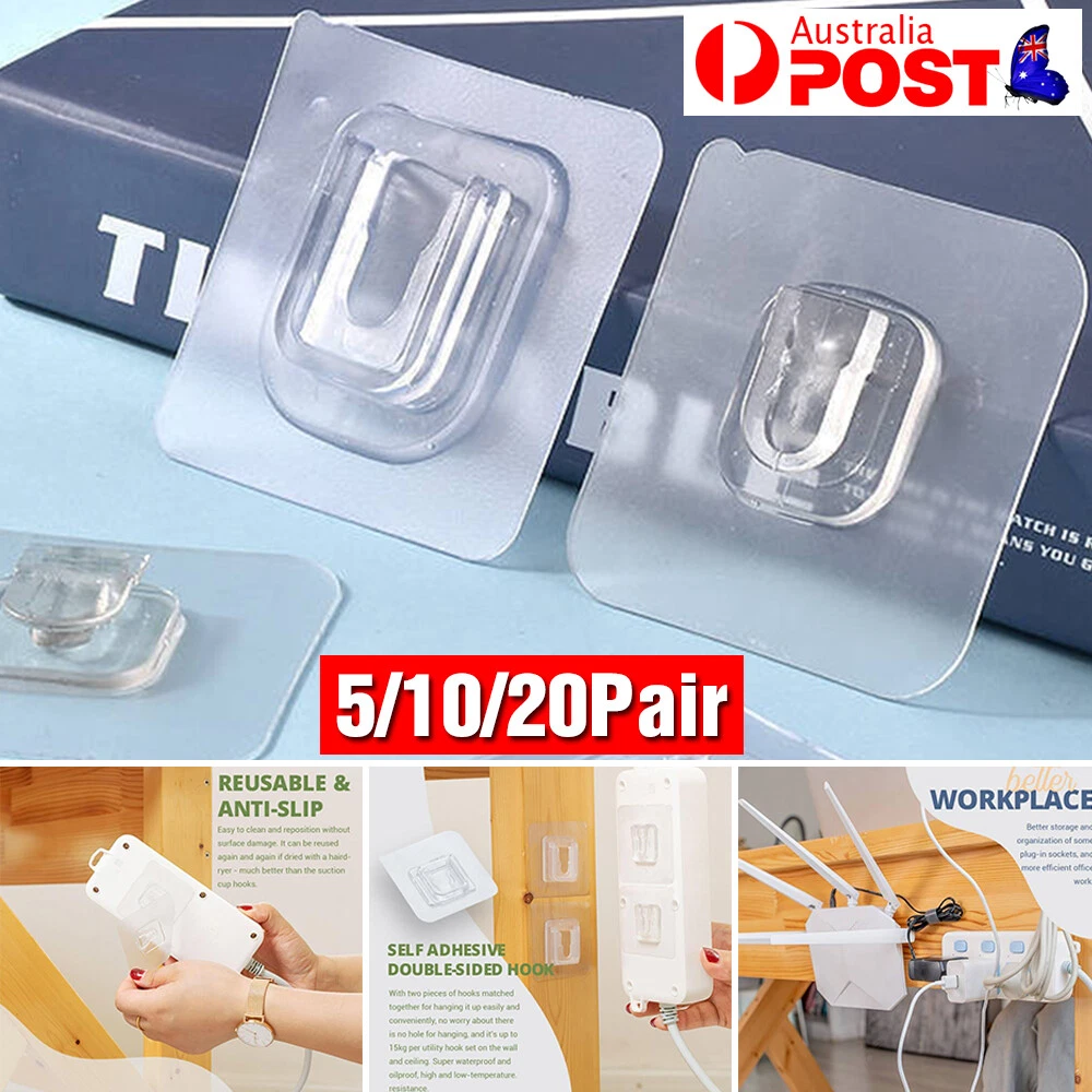 5/10/20 Pairs Double-sided Adhesive Wall Hooks For Home Life Hangging  Accessory